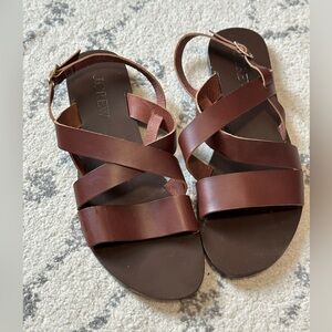 J. CREW Sandals, Size 10, Never Worn, Brown Leather